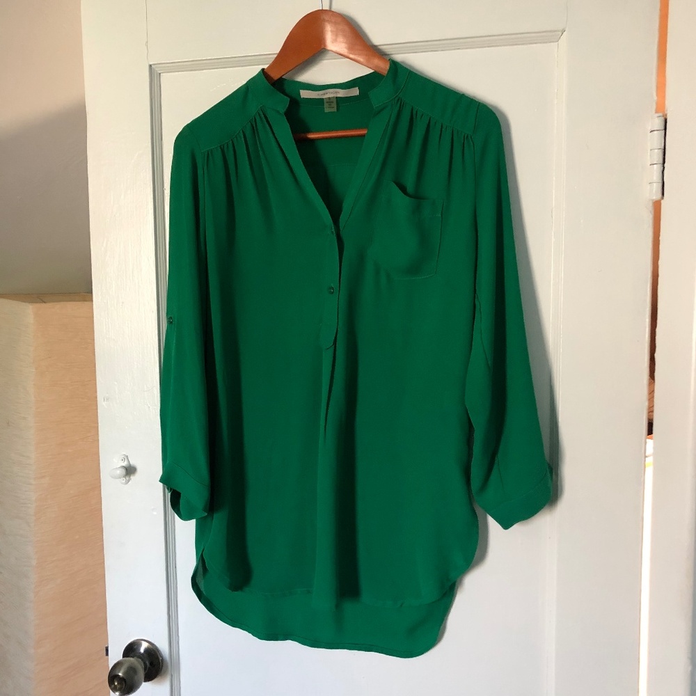 Green Tab Sleeve Blouse